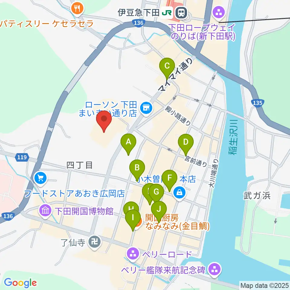 下田市民文化会館周辺の駐車場・コインパーキング一覧地図