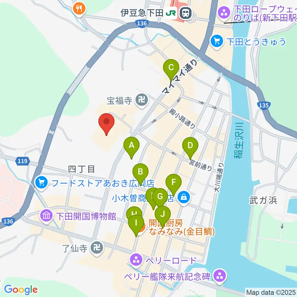 下田市民文化会館周辺の駐車場・コインパーキング一覧地図