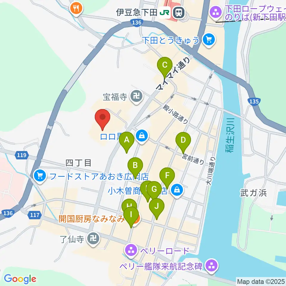 下田市民文化会館周辺の駐車場・コインパーキング一覧地図