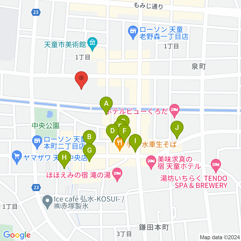 天童市市民文化会館周辺の駐車場・コインパーキング一覧地図