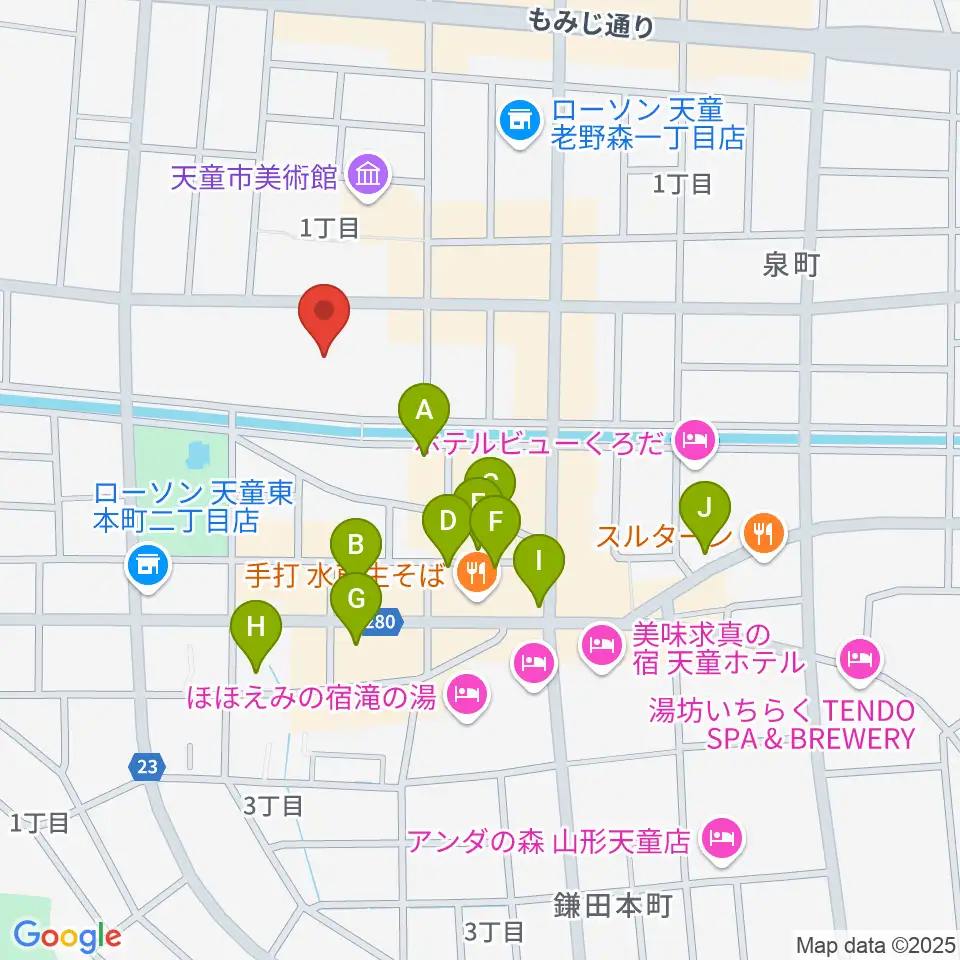 天童市市民文化会館周辺の駐車場・コインパーキング一覧地図