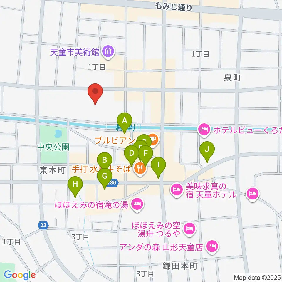 天童市市民文化会館周辺の駐車場・コインパーキング一覧地図