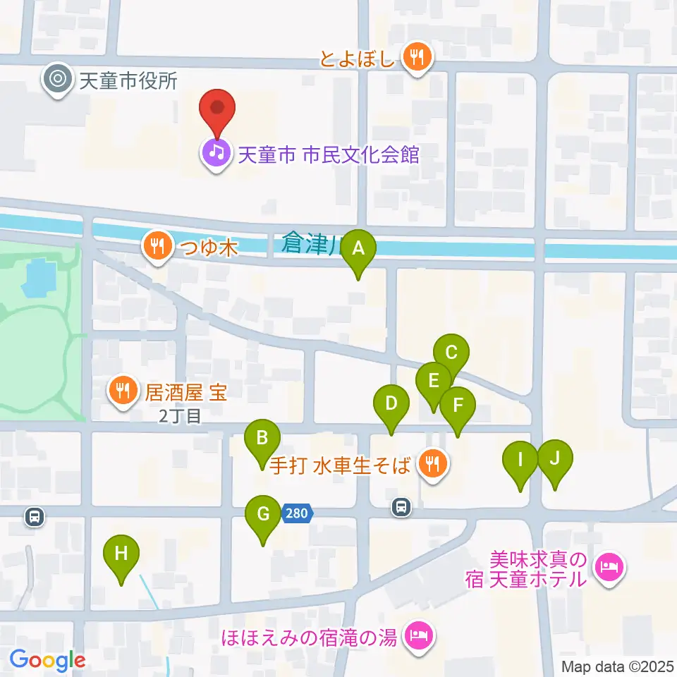 天童市市民文化会館周辺の駐車場・コインパーキング一覧地図