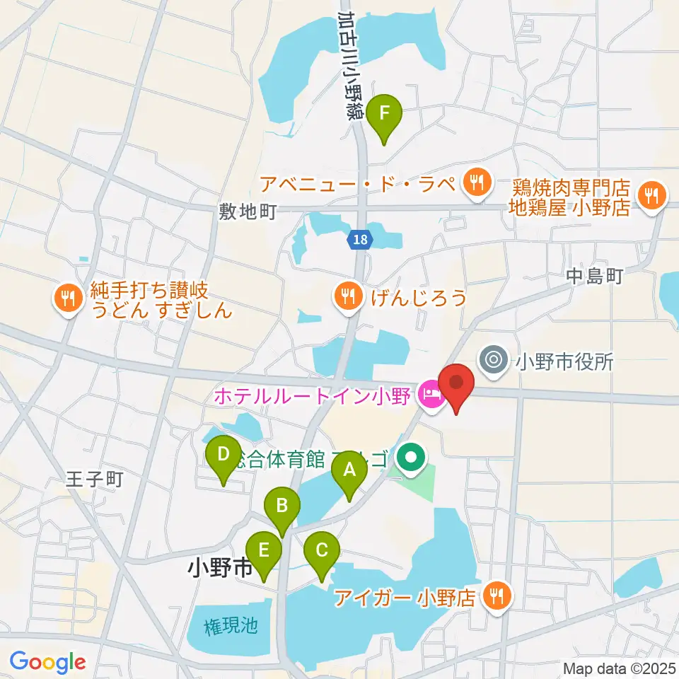 小野市うるおい交流館エクラ周辺の駐車場・コインパーキング一覧地図