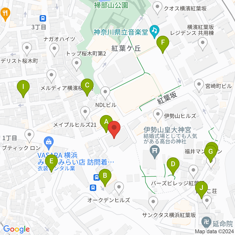 横浜市教育会館周辺の駐車場・コインパーキング一覧地図