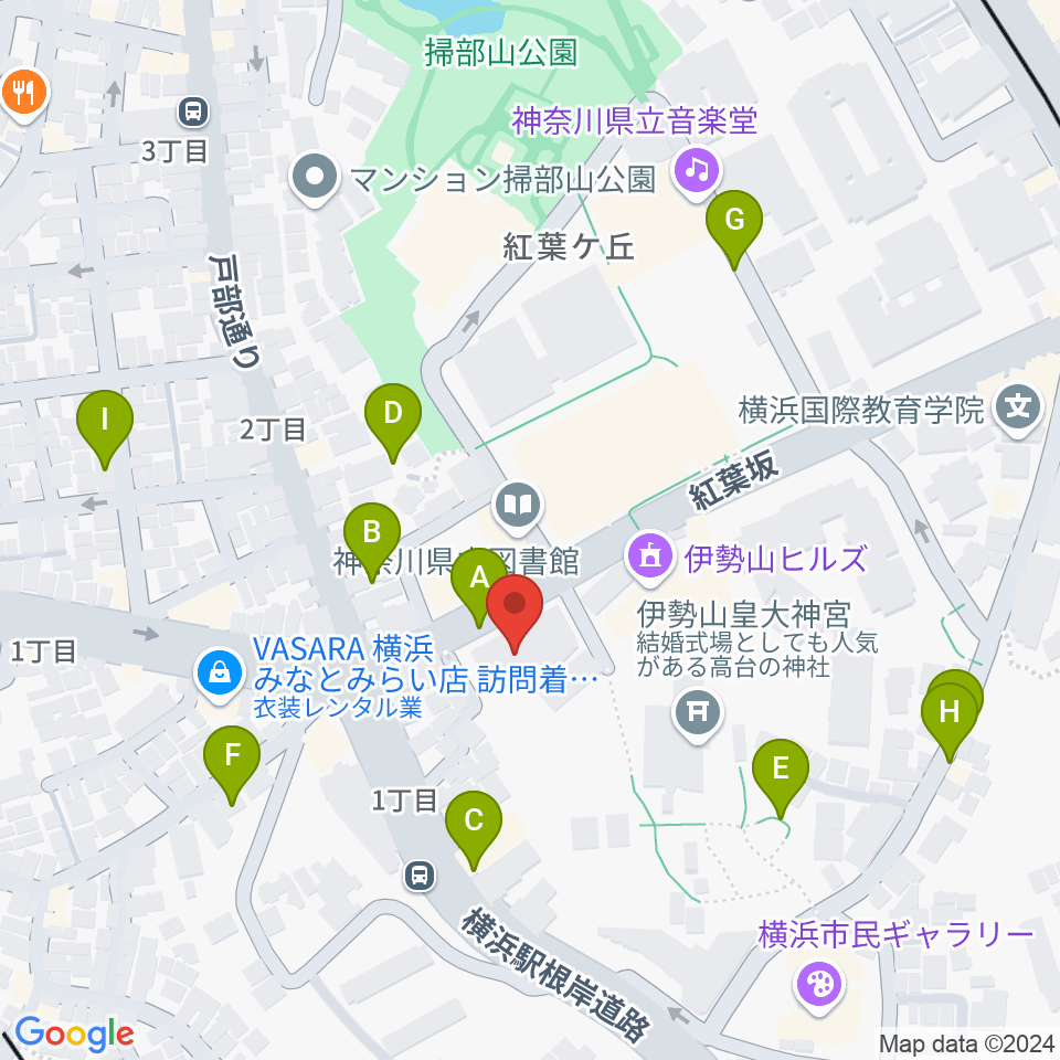 横浜市教育会館周辺の駐車場・コインパーキング一覧地図