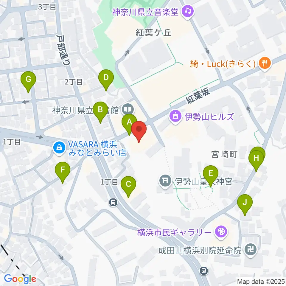 横浜市教育会館周辺の駐車場・コインパーキング一覧地図