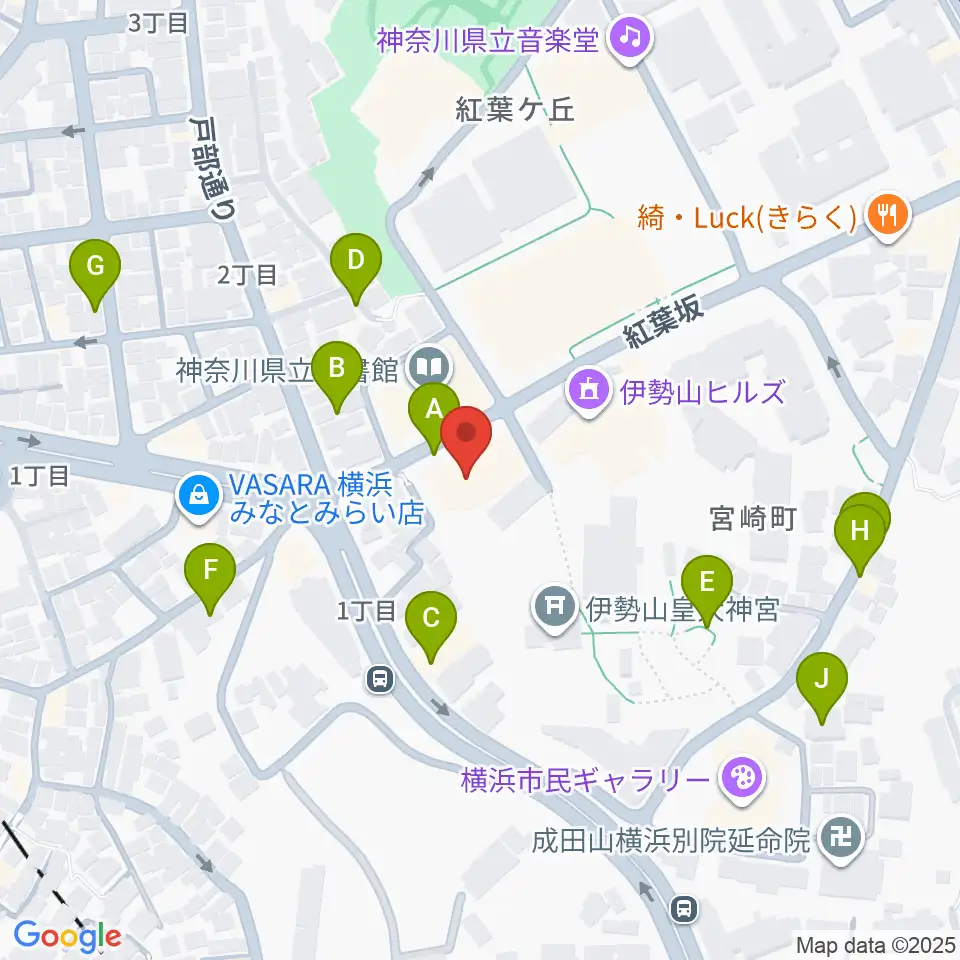 横浜市教育会館周辺の駐車場・コインパーキング一覧地図