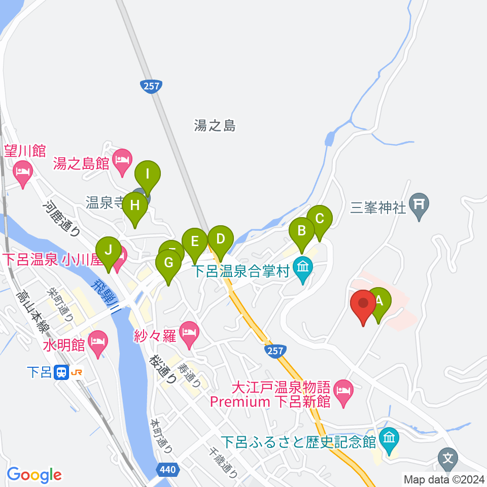 下呂交流会館アクティブ周辺の駐車場・コインパーキング一覧地図