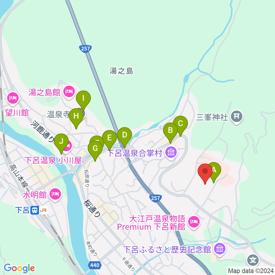 下呂交流会館アクティブ周辺の駐車場・コインパーキング一覧地図