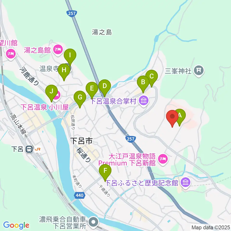 下呂交流会館アクティブ周辺の駐車場・コインパーキング一覧地図