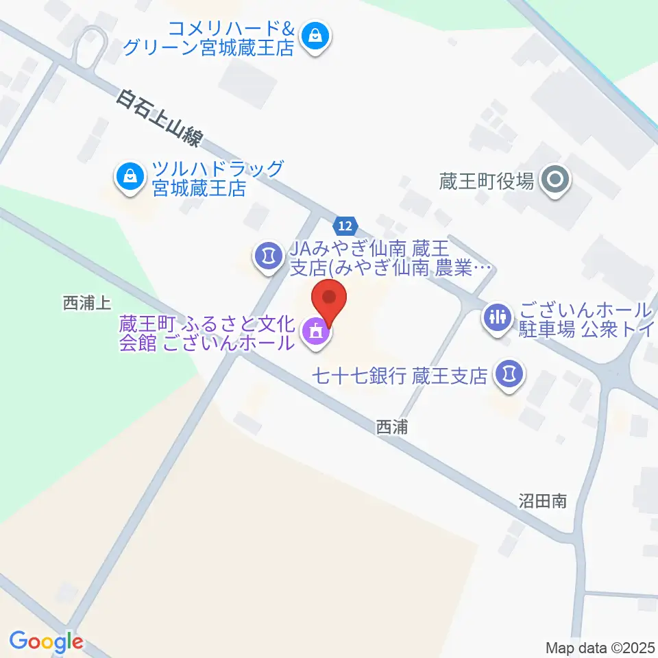 蔵王町ふるさと文化会館 ございんホール周辺の駐車場・コインパーキング一覧地図