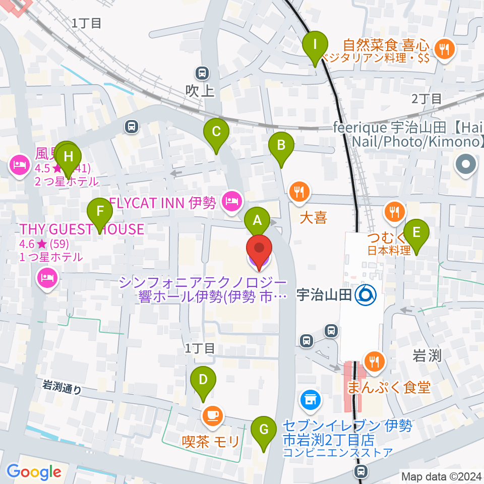 シンフォニアテクノロジー響ホール伊勢周辺の駐車場・コインパーキング一覧地図