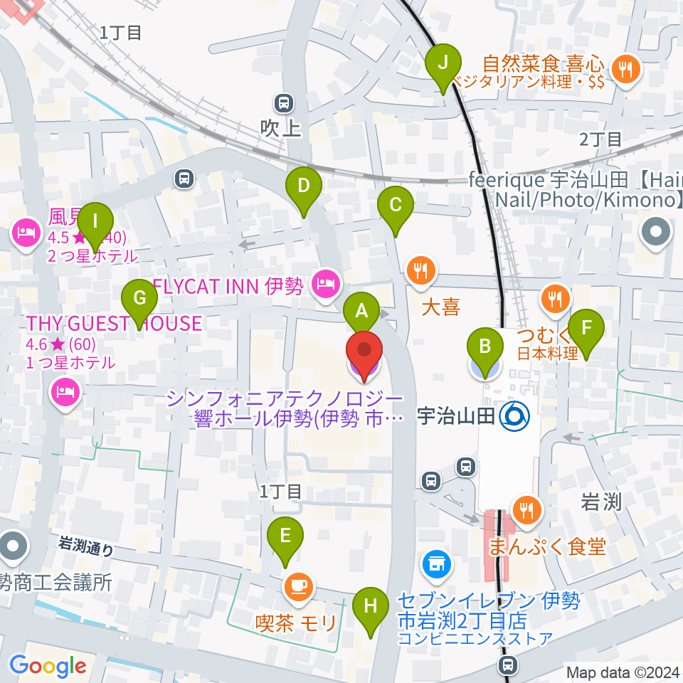 シンフォニアテクノロジー響ホール伊勢周辺の駐車場・コインパーキング一覧地図