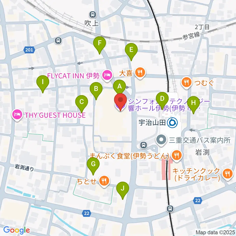 シンフォニアテクノロジー響ホール伊勢周辺の駐車場・コインパーキング一覧地図