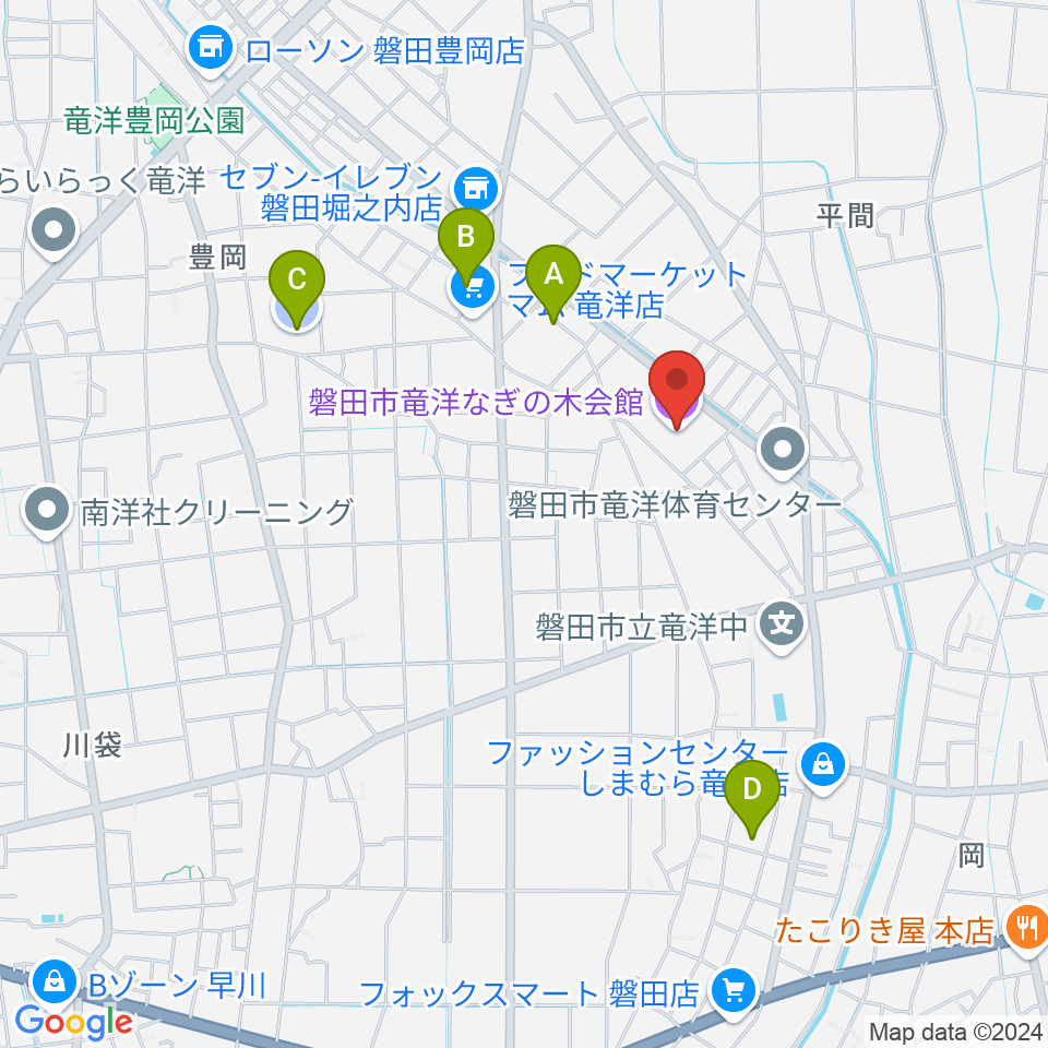 磐田市竜洋なぎの木会館周辺の駐車場・コインパーキング一覧地図