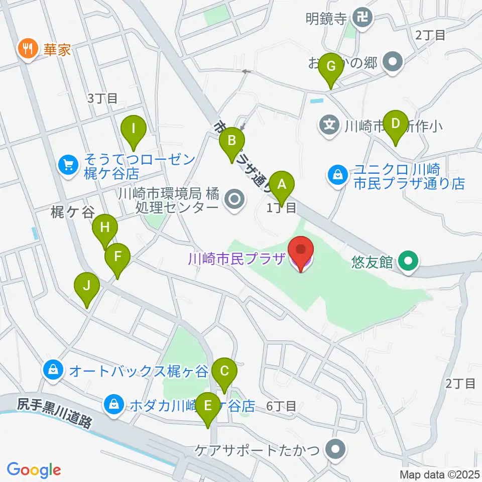 川崎市民プラザ周辺の駐車場・コインパーキング一覧地図