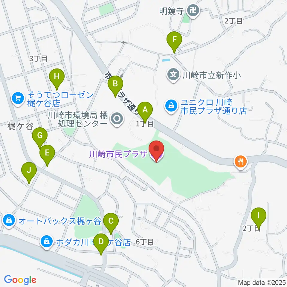 川崎市民プラザ周辺の駐車場・コインパーキング一覧地図