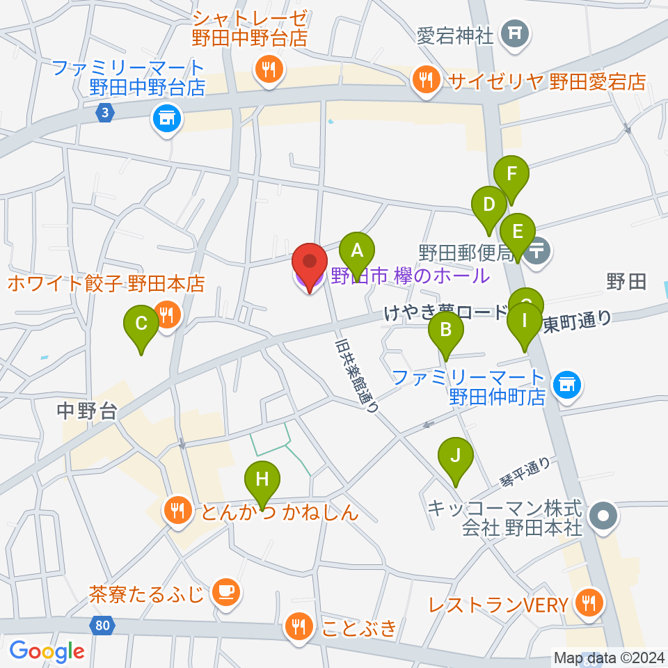 欅のホール周辺の駐車場・コインパーキング一覧地図