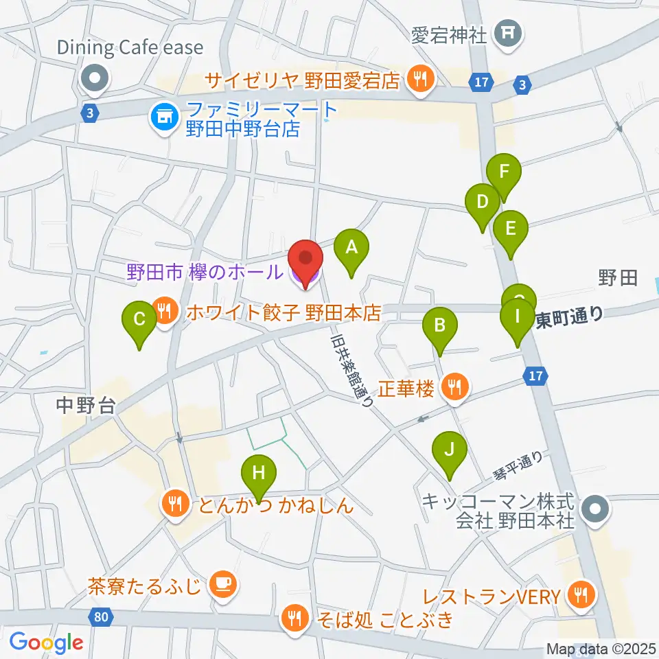 欅のホール周辺の駐車場・コインパーキング一覧地図