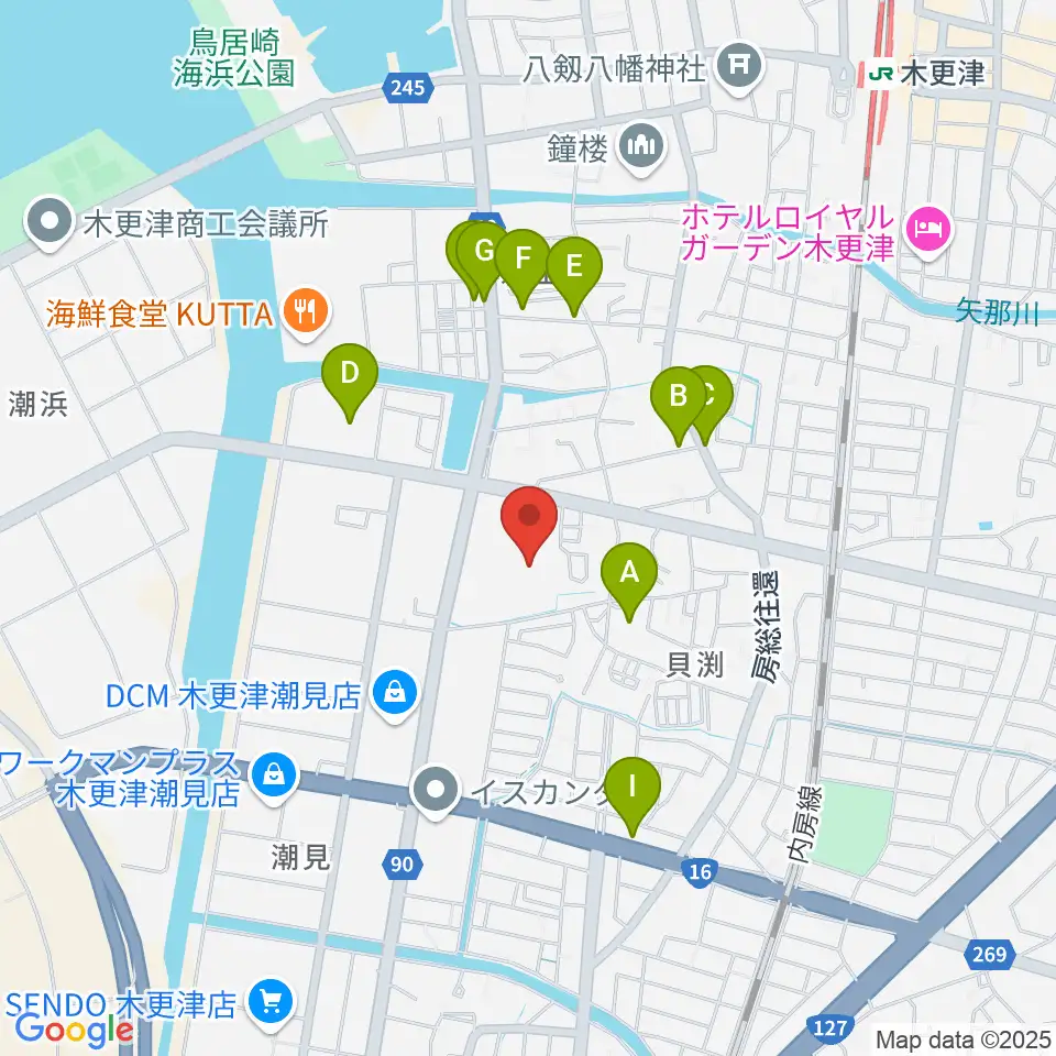 木更津市民会館周辺の駐車場・コインパーキング一覧地図