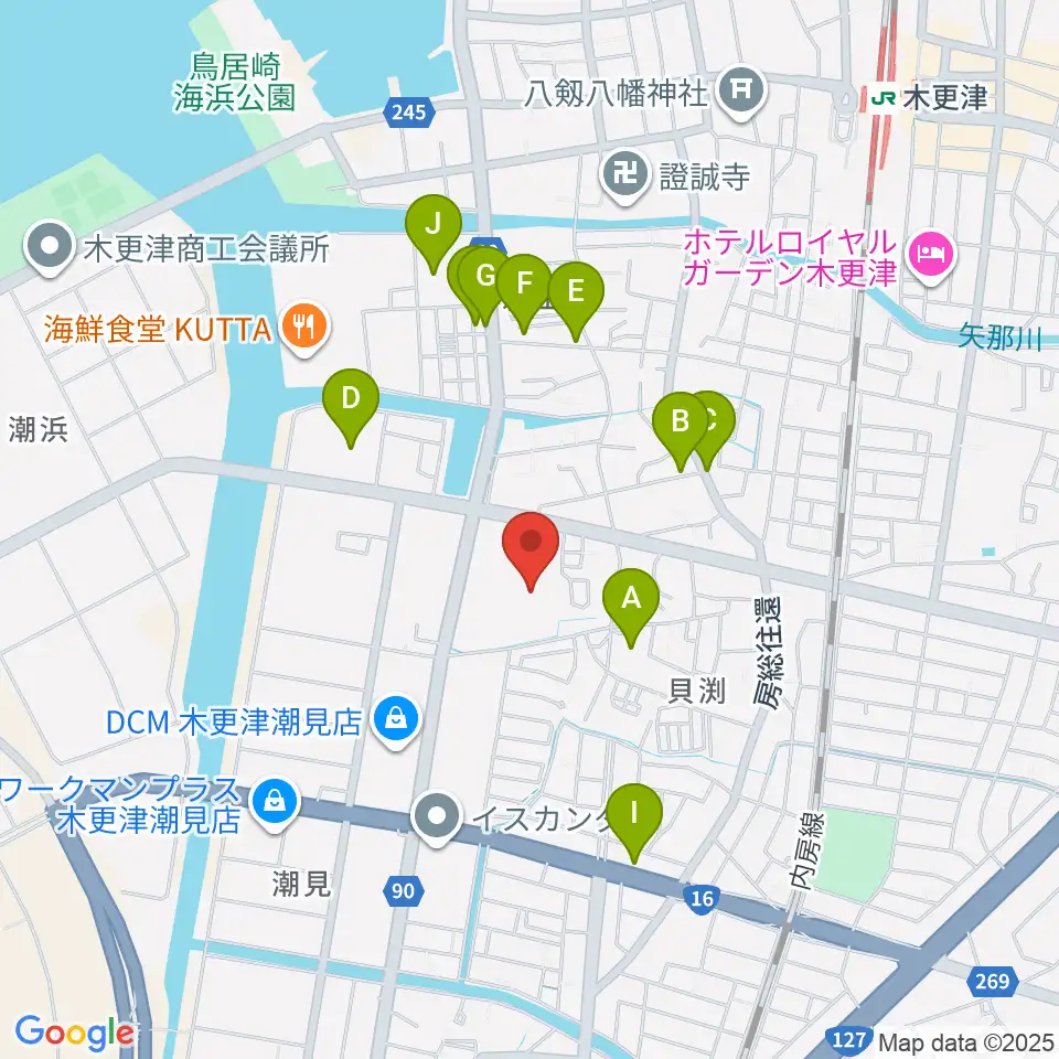 木更津市民会館周辺の駐車場・コインパーキング一覧地図