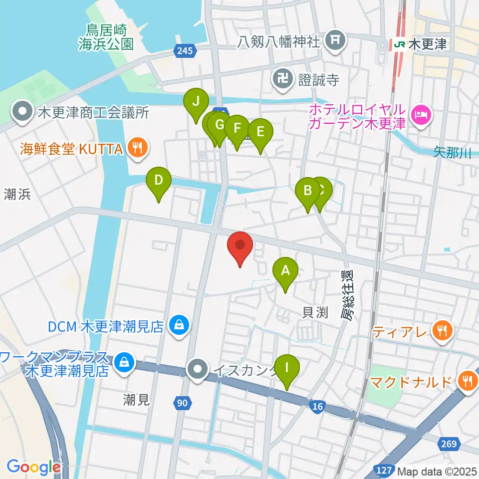 木更津市民会館周辺の駐車場・コインパーキング一覧地図