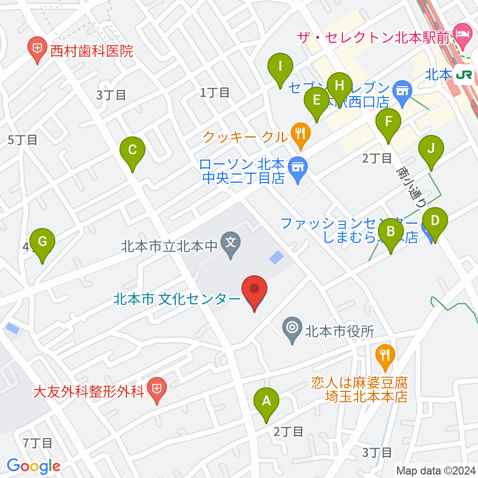 北本市文化センター周辺の駐車場・コインパーキング一覧地図