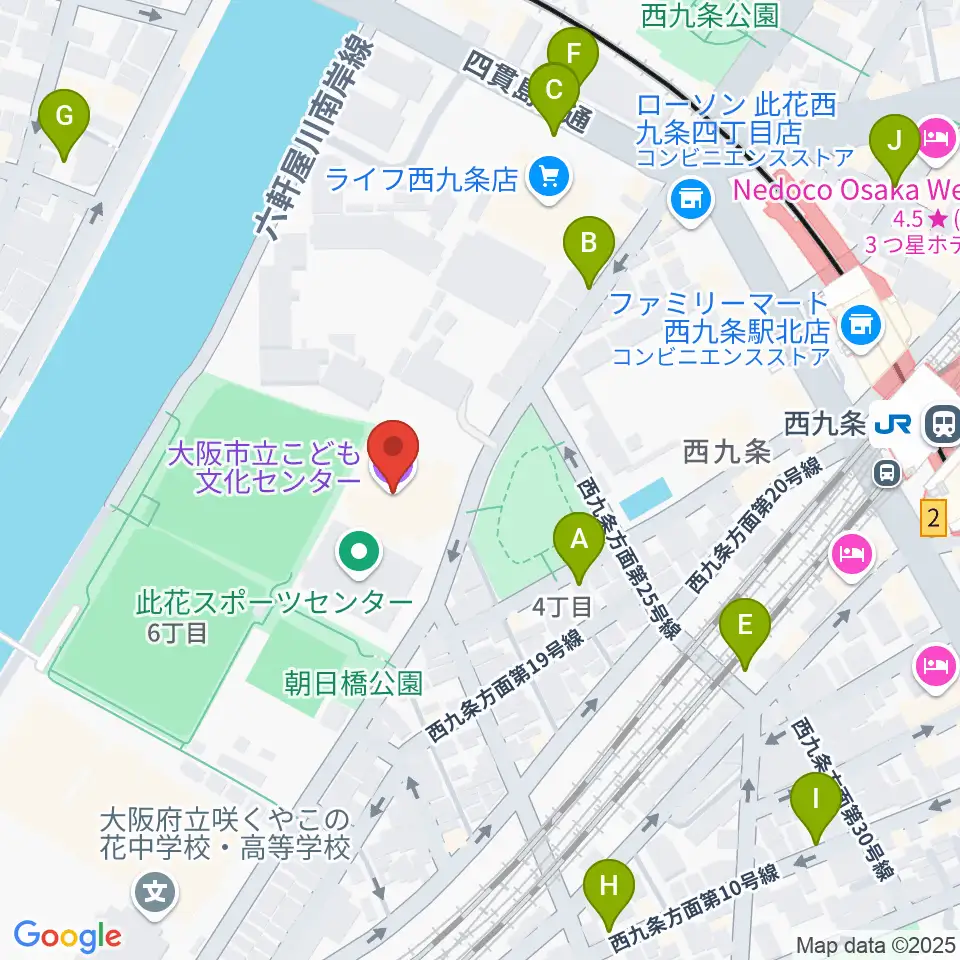 大阪市立こども文化センター周辺の駐車場・コインパーキング一覧地図