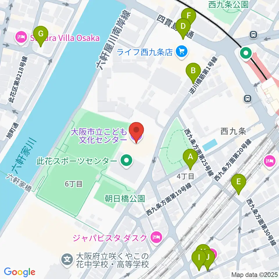 大阪市立こども文化センター周辺の駐車場・コインパーキング一覧地図