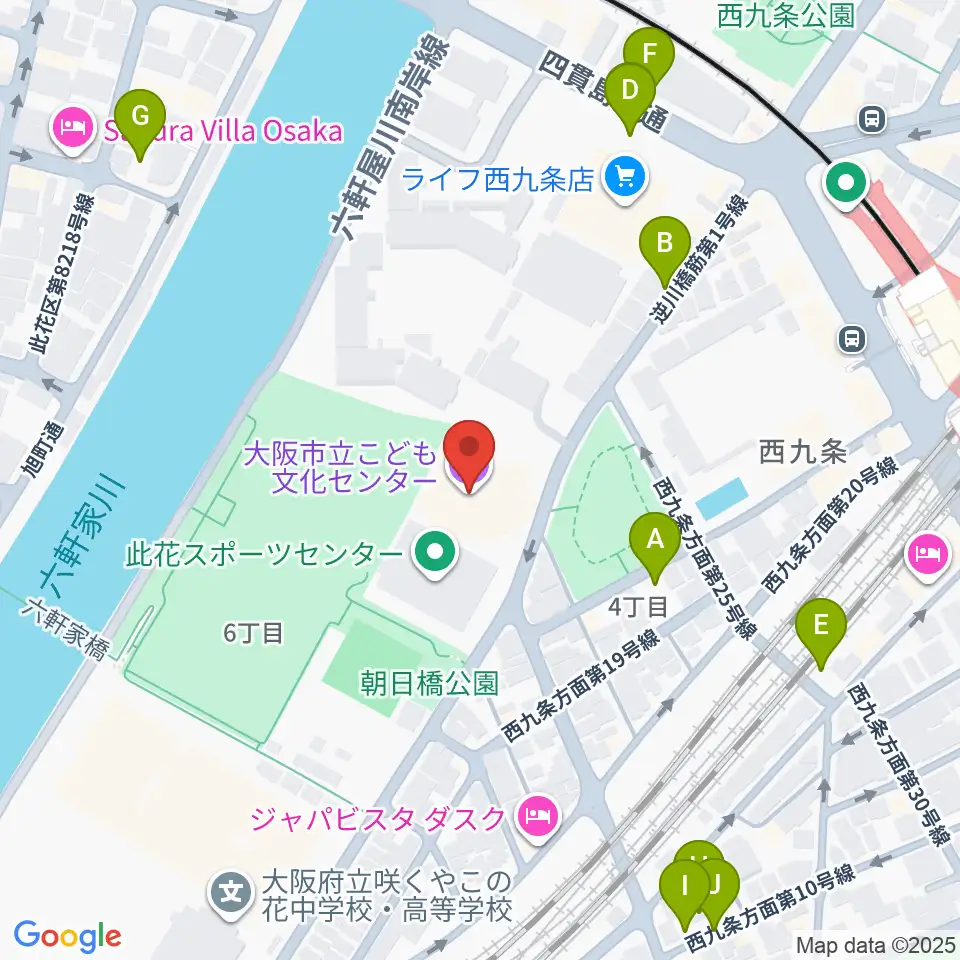 大阪市立こども文化センター周辺の駐車場・コインパーキング一覧地図