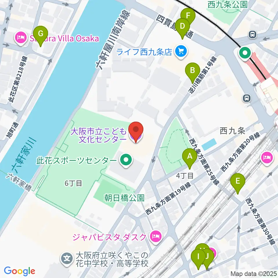 大阪市立こども文化センター周辺の駐車場・コインパーキング一覧地図