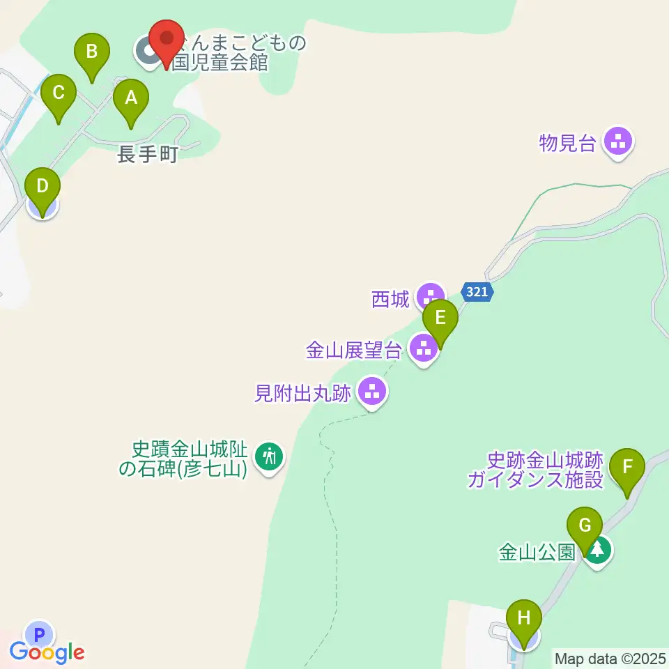 ぐんまこどもの国児童会館周辺の駐車場・コインパーキング一覧地図