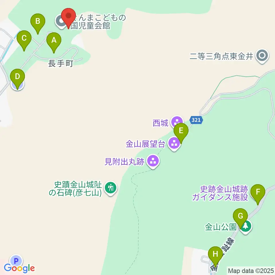 ぐんまこどもの国児童会館周辺の駐車場・コインパーキング一覧地図