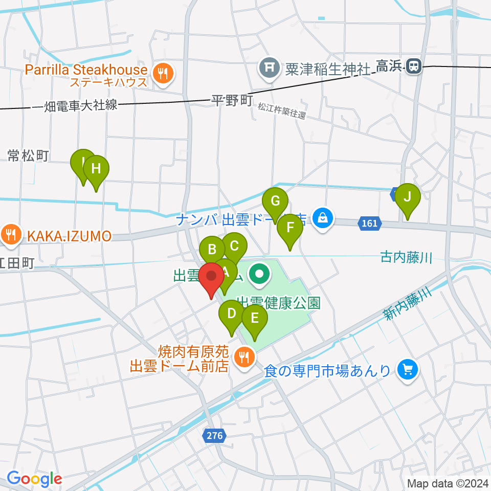 出雲アポロ周辺の駐車場・コインパーキング一覧地図