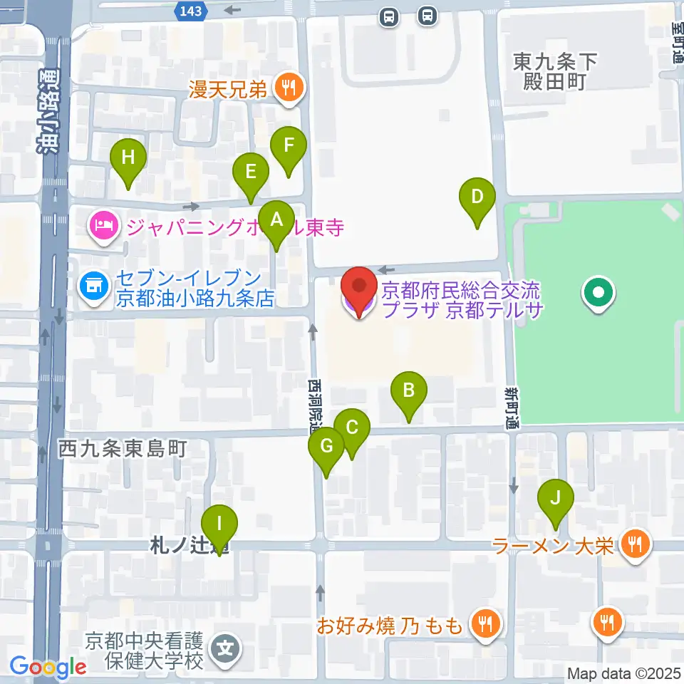 京都テルサホール周辺の駐車場・コインパーキング一覧地図