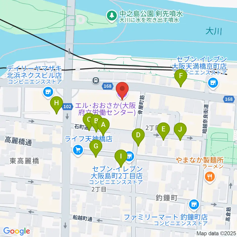 エル・おおさか 大阪府立労働センター周辺の駐車場・コインパーキング一覧地図