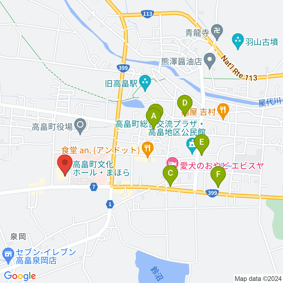 高畠町文化ホール まほら周辺の駐車場・コインパーキング一覧地図