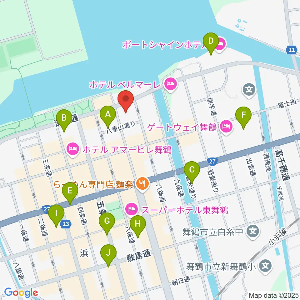 舞鶴市商工観光センターまいづるベイプラザ周辺の駐車場・コインパーキング一覧地図