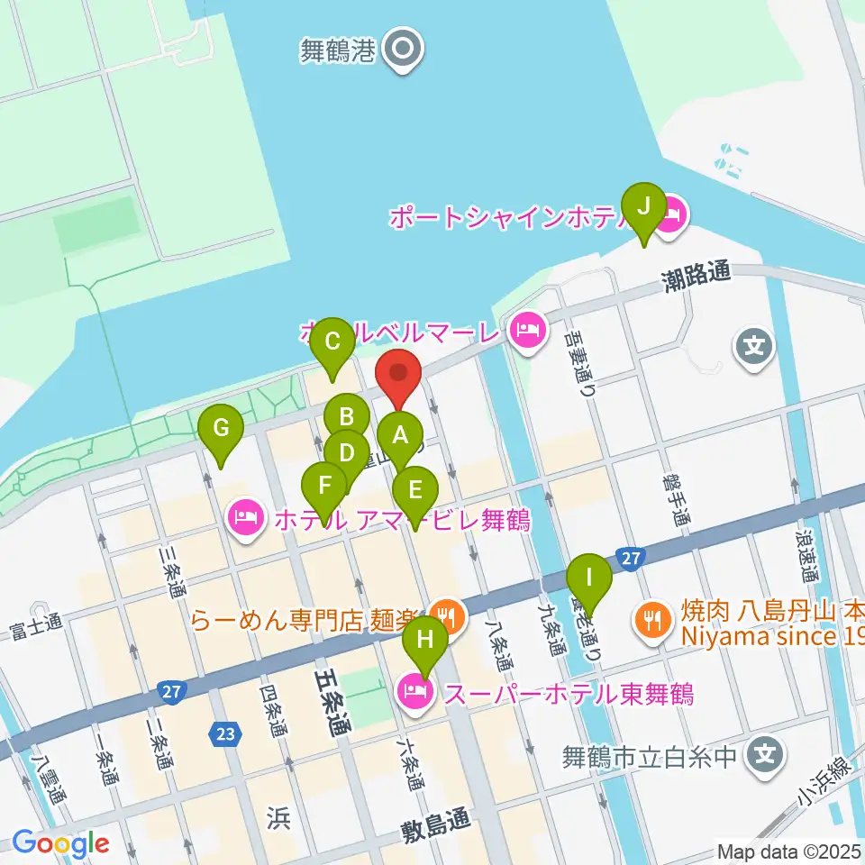 舞鶴市商工観光センターまいづるベイプラザ周辺の駐車場・コインパーキング一覧地図