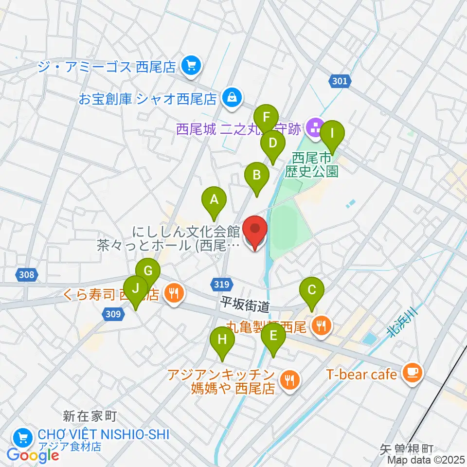 にししん文化会館 茶々っとホール周辺の駐車場・コインパーキング一覧地図