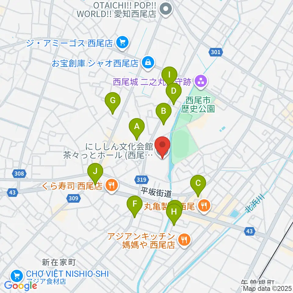にししん文化会館 茶々っとホール周辺の駐車場・コインパーキング一覧地図
