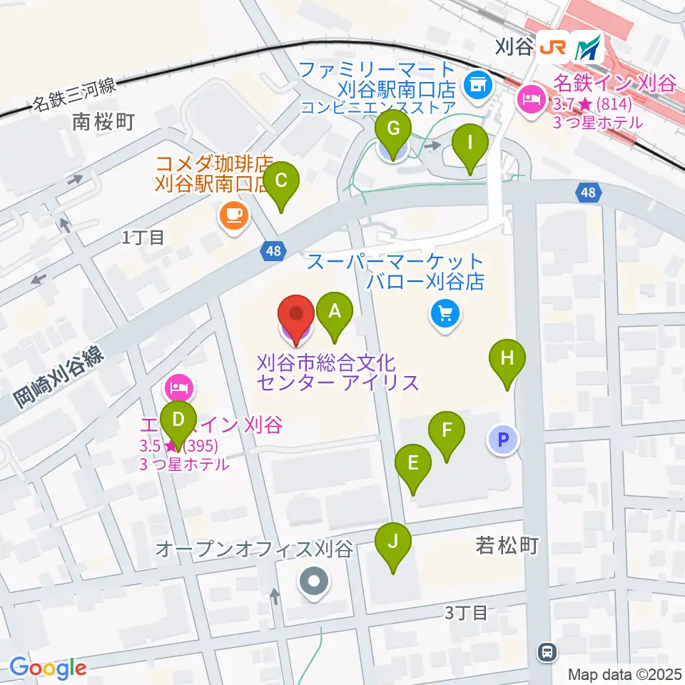 刈谷市総合文化センター アイリス周辺の駐車場・コインパーキング一覧地図