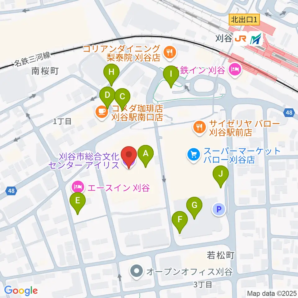 刈谷市総合文化センター アイリス周辺の駐車場・コインパーキング一覧地図