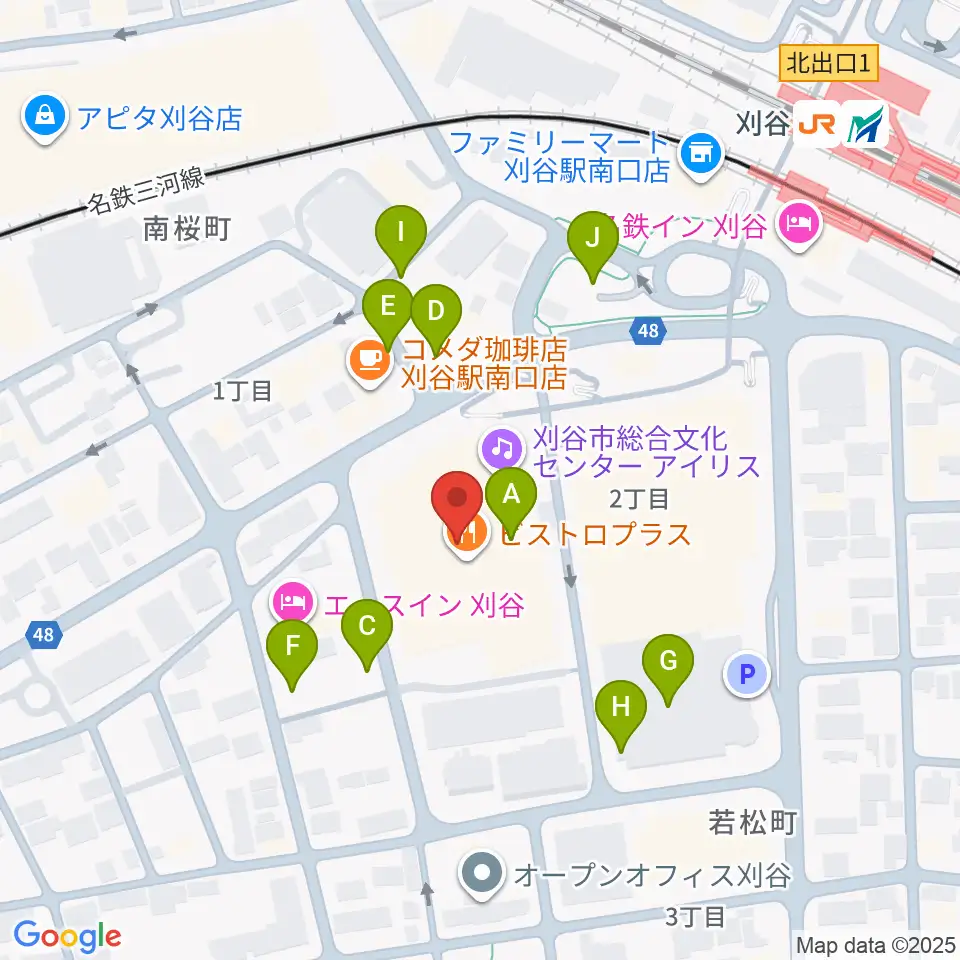 刈谷市総合文化センター アイリス周辺の駐車場・コインパーキング一覧地図