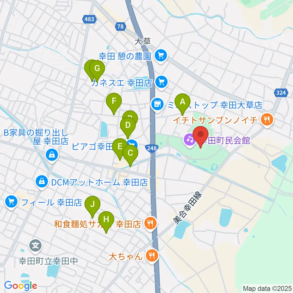 幸田町民会館周辺の駐車場・コインパーキング一覧地図
