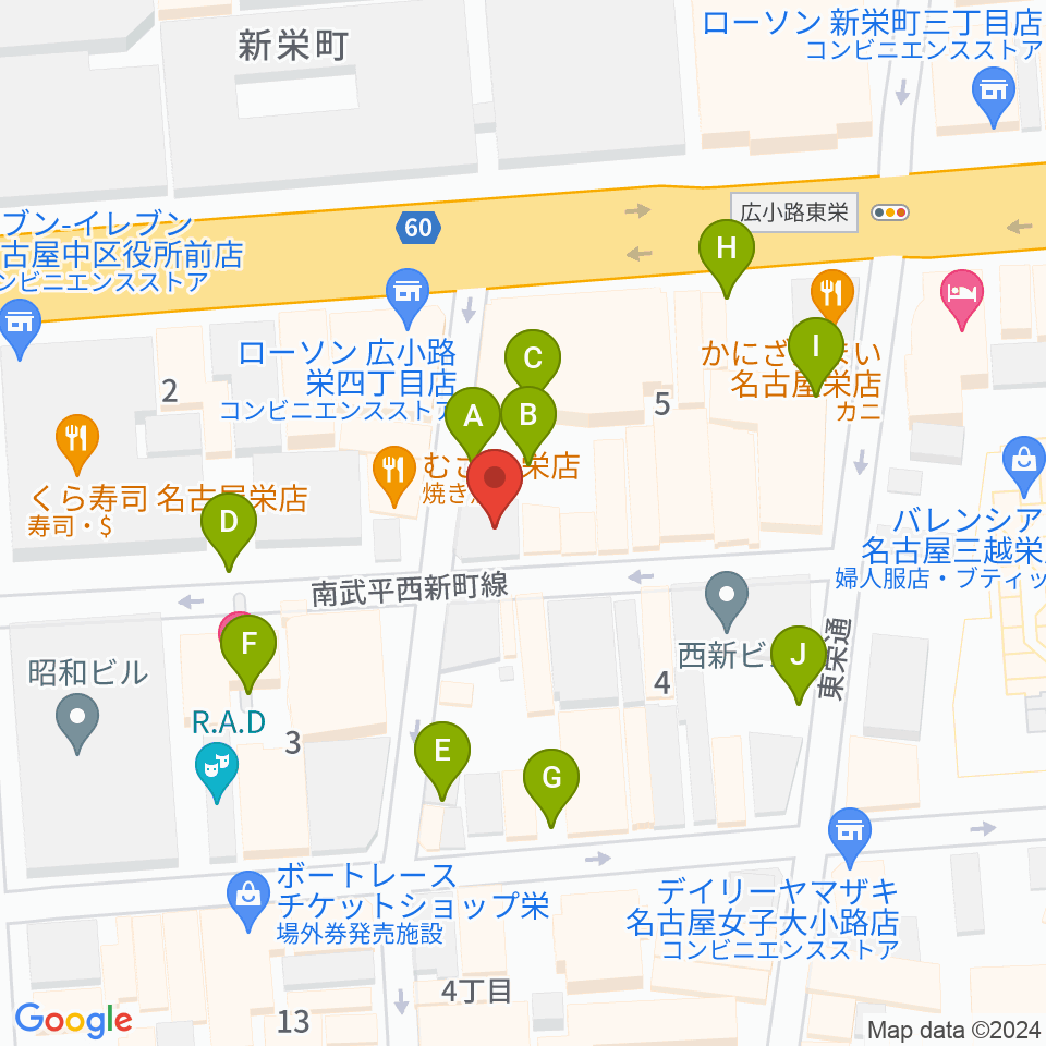 名古屋栄Live DOXY周辺の駐車場・コインパーキング一覧地図