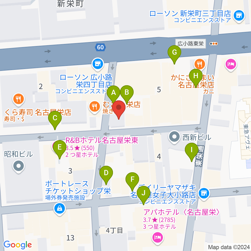 名古屋栄Live DOXY周辺の駐車場・コインパーキング一覧地図