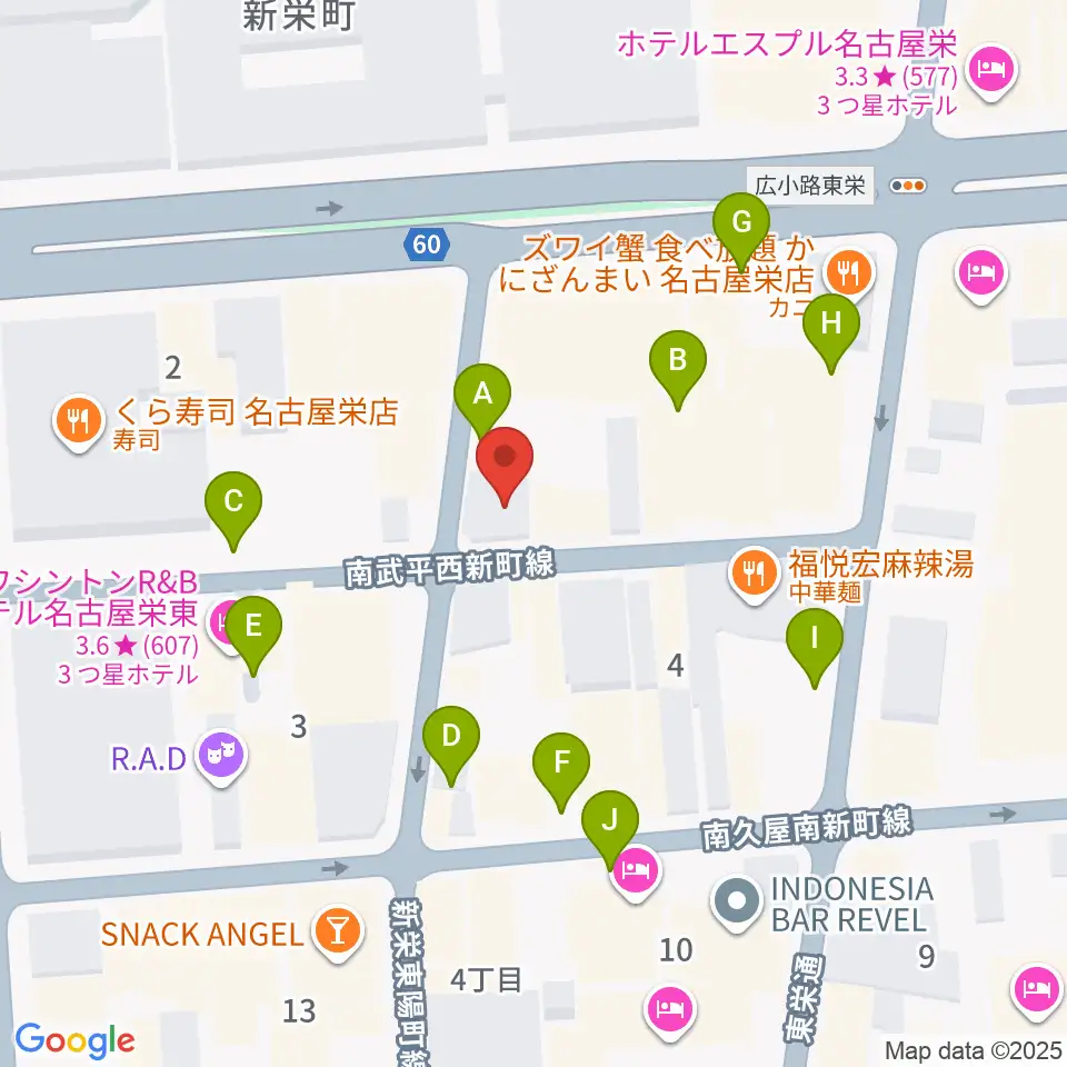 名古屋栄Live DOXY周辺の駐車場・コインパーキング一覧地図