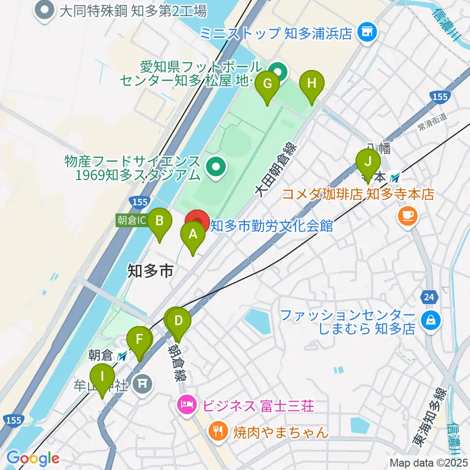 知多市勤労文化会館周辺の駐車場・コインパーキング一覧地図